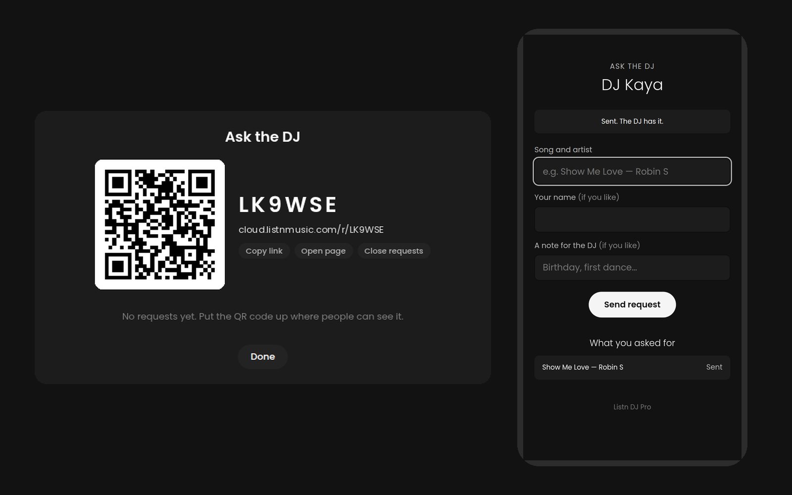 Song requests straight from the crowd's phones.
